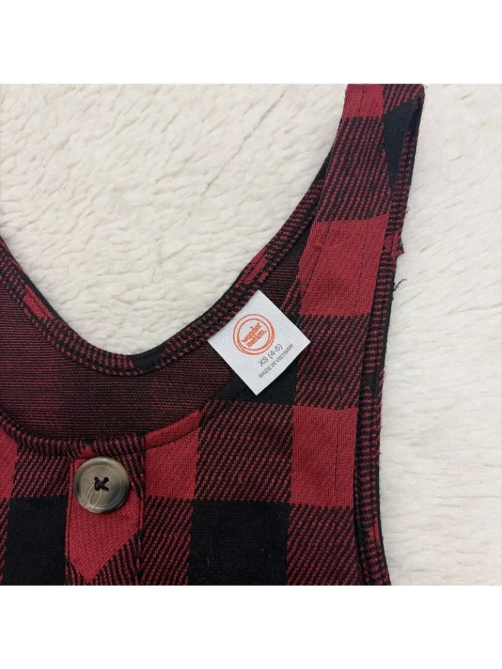 Wonder Nation Girls XS 4-5 Red Buffalo Plaid Dress Country Christmas
